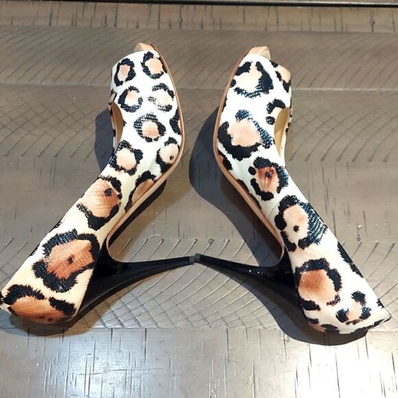 Giuseppe Zanotti Design Animal Print Peep Toe Heels Sz 38.5 - Picture 6 of 10